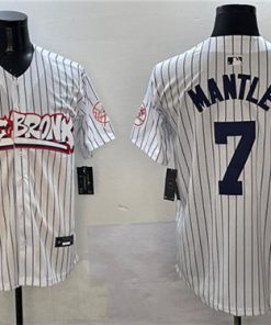Men's New York Yankees #7 Mickey Mantle White Bronx Graffiti Vapor Limited Stitched Baseball Jersey