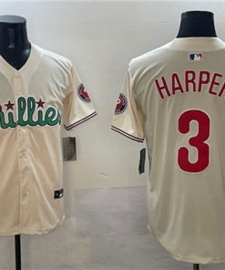 Men's Philadelphia Phillies #3 Bryce Harper Cream Phanatic Limited Stitched Jersey