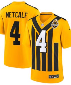 Men's Pittsburgh Steelers #4 DK Metcalf Gold 1933 Throwback Alternate Football Stitched Limited Jersey