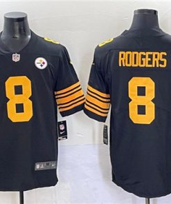 Men's Pittsburgh Steelers #8 Aaron Rodgers Black 2025 Color Rush Vapor Limited Football Stitched Jersey