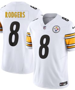 Men's Pittsburgh Steelers #8 Aaron Rodgers White 2025 F.U.S.E. Vapor Limited Football Stitched Jersey