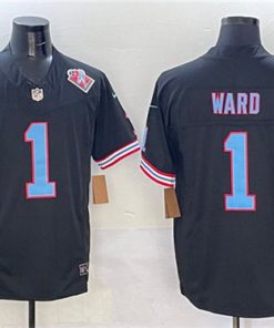 Men's Tennessee Titans #1 Cameron Ward Black 2025 Draft F.U.S.E. 1997 Throwback Patch Vapor Limited Football Stitched Jersey