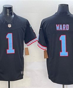 Men's Tennessee Titans #1 Cameron Ward Black 2025 Draft F.U.S.E. Vapor Limited Football Stitched Jersey