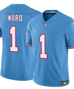 Men's Tennessee Titans #1 Cameron Ward Blue 2025 Draft F.U.S.E. Throwback Vapor Limited Football Stitched Jersey