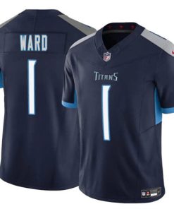 Men's Tennessee Titans #1 Cameron Ward Navy 2025 Draft F.U.S.E. Vapor Limited Football Stitched Jersey