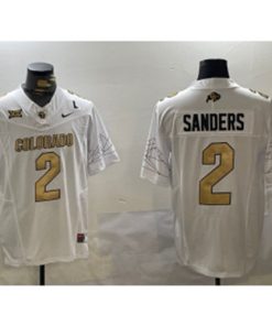 NCAA Buffaloes 2 Shedeur Sanders White Gold F.U.S.E. Vapor Limited Men Jersey