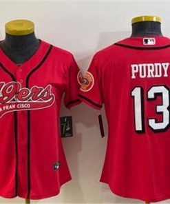 Women's Football 49ers Uniform #13 Brock Purdy Red Baseball Jerseys