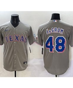 Rangers 48 Jacob DeGrom Grey Nike Cool Base Men Jersey