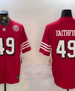 San Francisco 49ers #49 FAITHFUL Stitched Red F.U.S.E. football Jersey with Patch