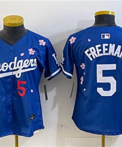 Women's Los Angeles Dodgers #5 Freddie Freeman Royal 2025 Tokyo Series Limited Stitched Baseball Jersey(Run Small)