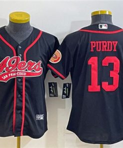 Women's San Francisco 49ers #13 Brock Purdy Black With Patch Cool Base Stitched Baseball Jersey(Run Small)